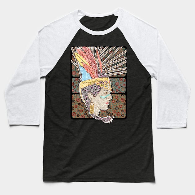 Aztec Warrior Circle Design Baseball T-Shirt by pbdotman